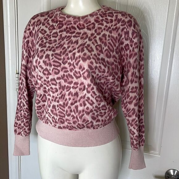 Elodie Pink Cheetah Print Knit Pullover Sweater size xs - Picture 3 of 7